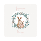 Lapins doux entourés de fleurs de Pâques